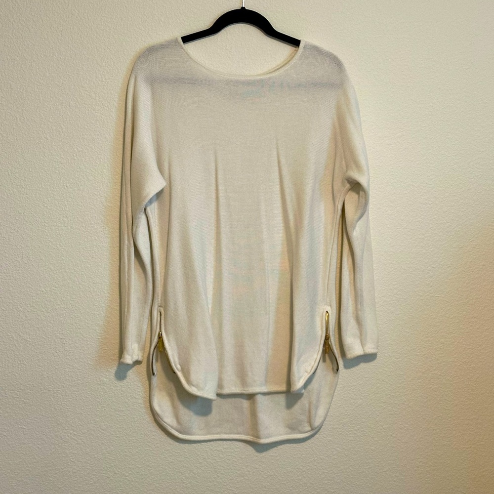Michael Kors cream sweater with gold zipper sides, never worn